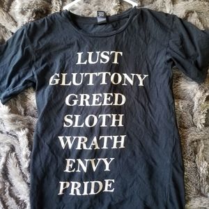 Distressed Glitterhell Size Large 7 Deadly Sins Graphic Tee